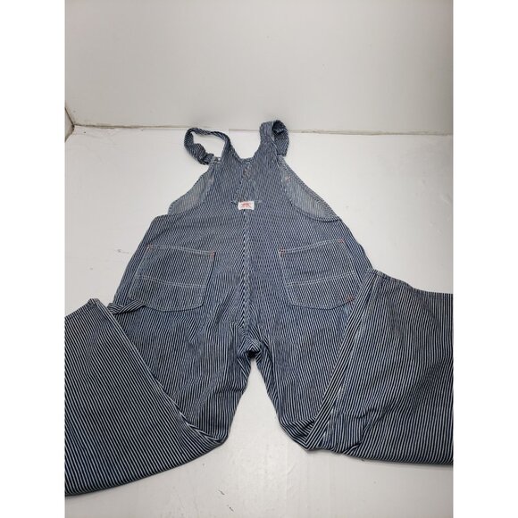 Round House Denim Overall Bibs Hickory Stripe Engineer Railroad Work Pre Owned - Picture 8 of 11